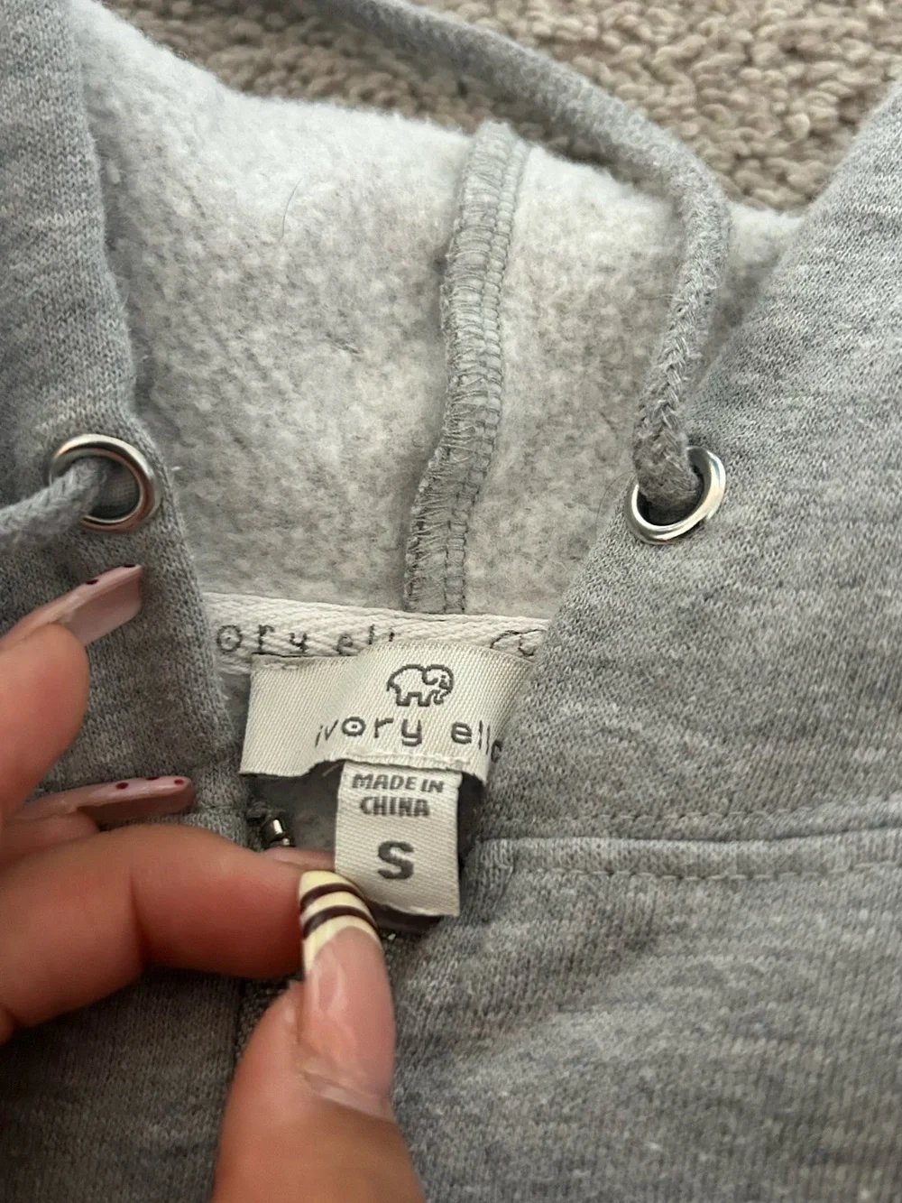 ivory ella Heather Gray Kids Zip Hoodie with Elephant Logo